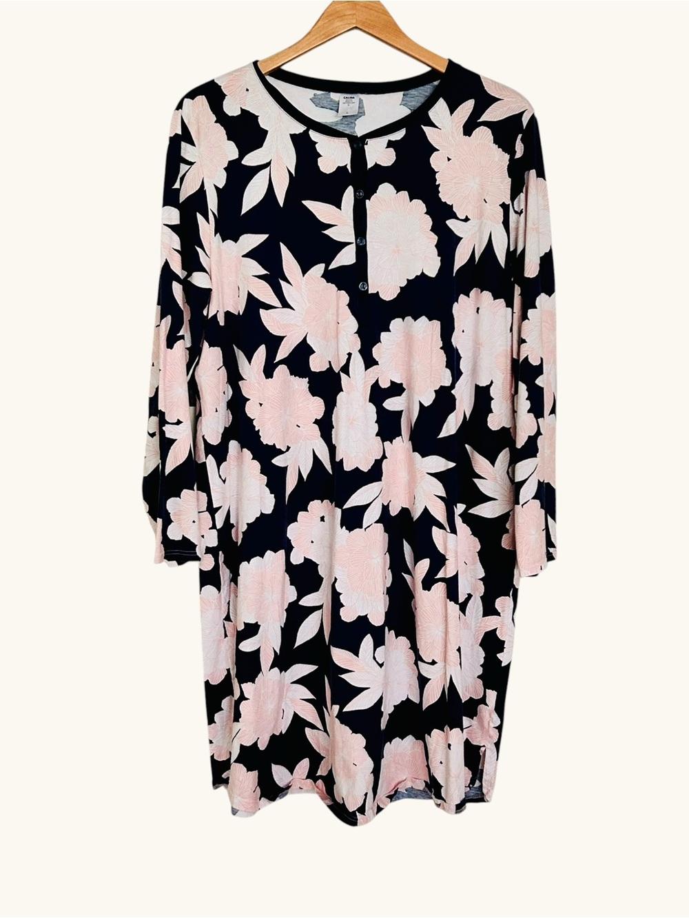 Calida Switzerland cotton floral long sleeve nightshirt sz L